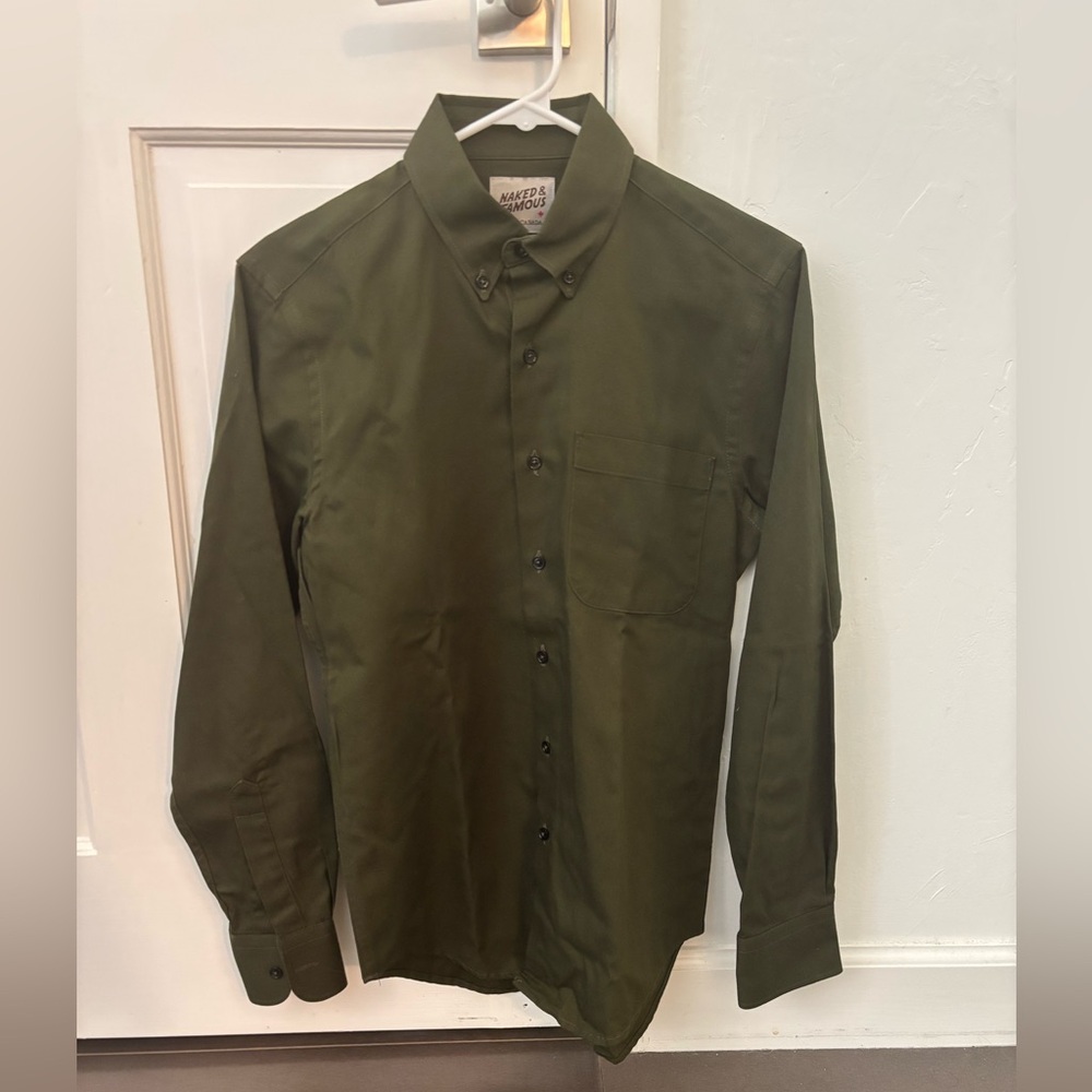 Naked & Famous Men’s Olive Green Shirt (Size Small) - New Without Tags